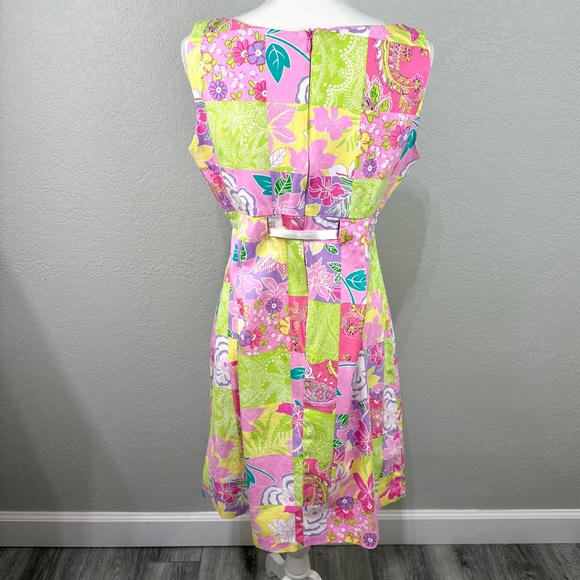 Karin Stevens, 14P Patchwork Floral Bow tie Midi Dress EUC - Picture 7 of 11